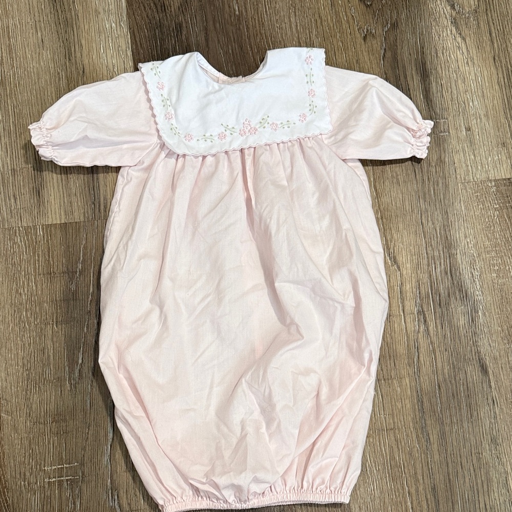 Auraluz Pink Day Gown with Embroidered Collar